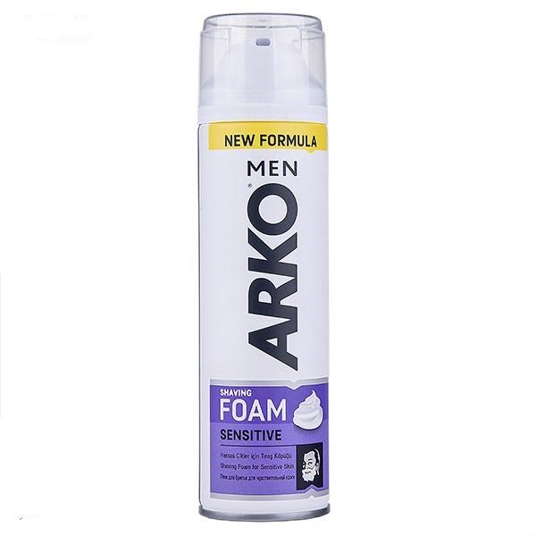 فوم اصلاح آرکو مدل Sensitive حجم 200 میلی لیتر ARKO MEN Sensitive Shaving Foam 200ml کف ریش