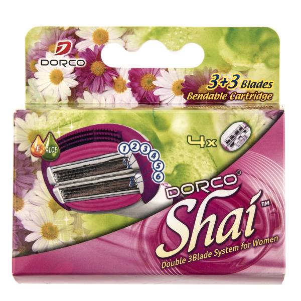 دستگاه خودتراش ژیلت زنانه دورکو Shai 6 با یدک چهار تایی   Dorco Shave Blade For WomenShai 6