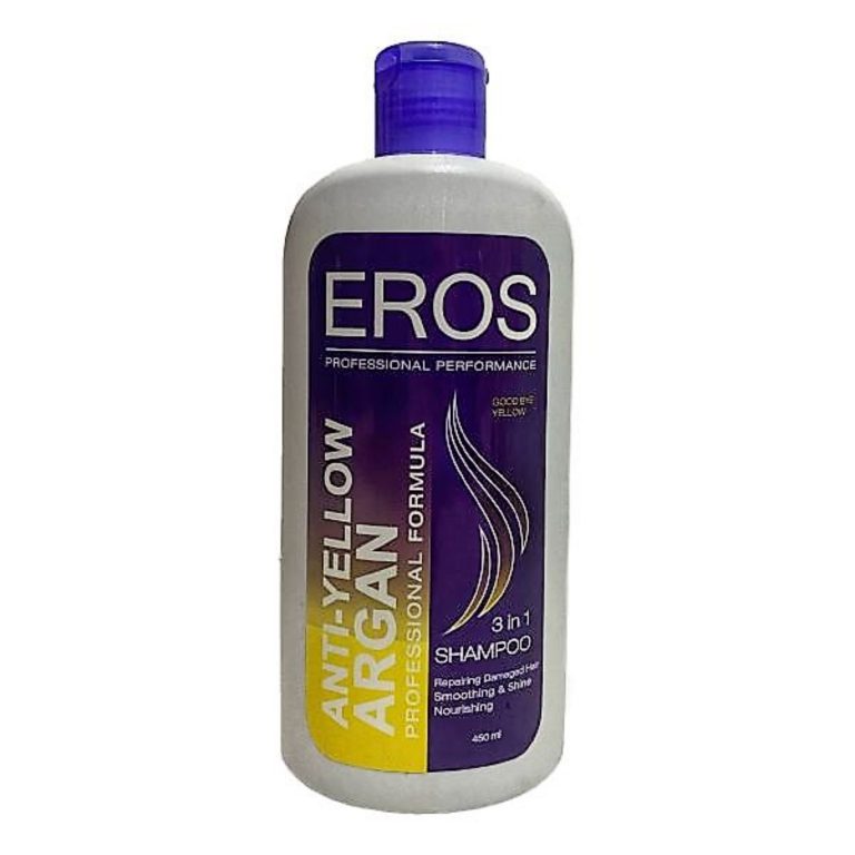 شامپو ضد زردی ایروس حاوی روغن آرگان حجم 450 میل Eros Argan Oil Anti Yellow Hair Shampoo 450ml
