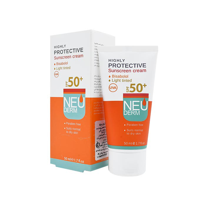کرم ضد آفتاب نئودرم SPF50 رنگی مناسب پوست نرمال تا خشک 50 میل-بژ روشن