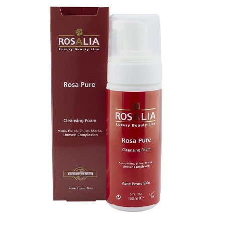 فوم پاک کننده صورت مناسب پوست چرب و جوشدار مدل Rosa Pure حجم 150 میلی لیتر رزالیا ROSALIA