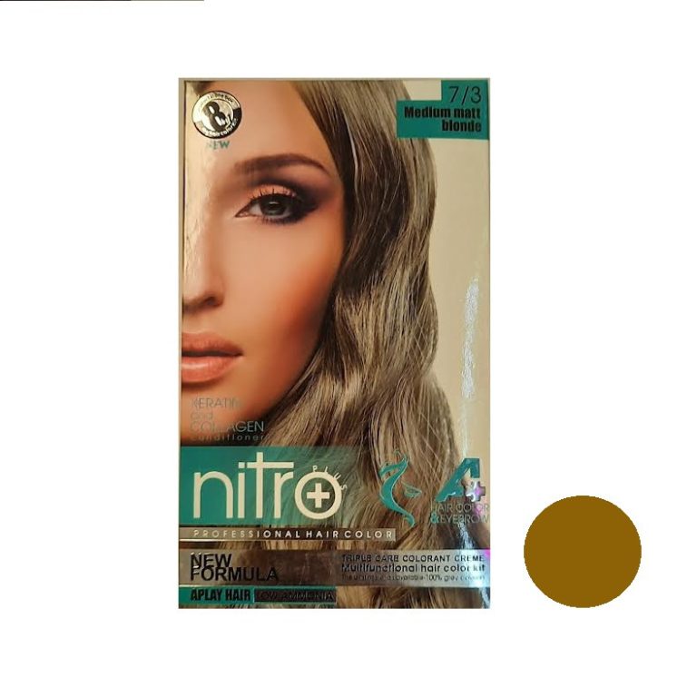 کیت رنگ مو و ابرو نیتروپلاس Nitro شماره 7.3 رنگ بلوند زیتونی متوسط