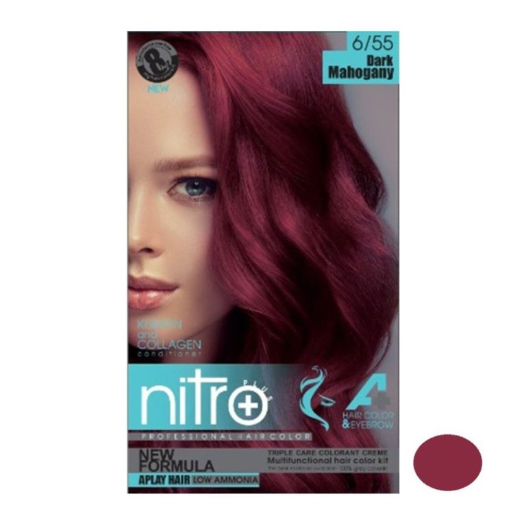 کیت رنگ مو و ابرو نیتروپلاس Nitro شماره 6.55 رنگ ماهگونی تیره